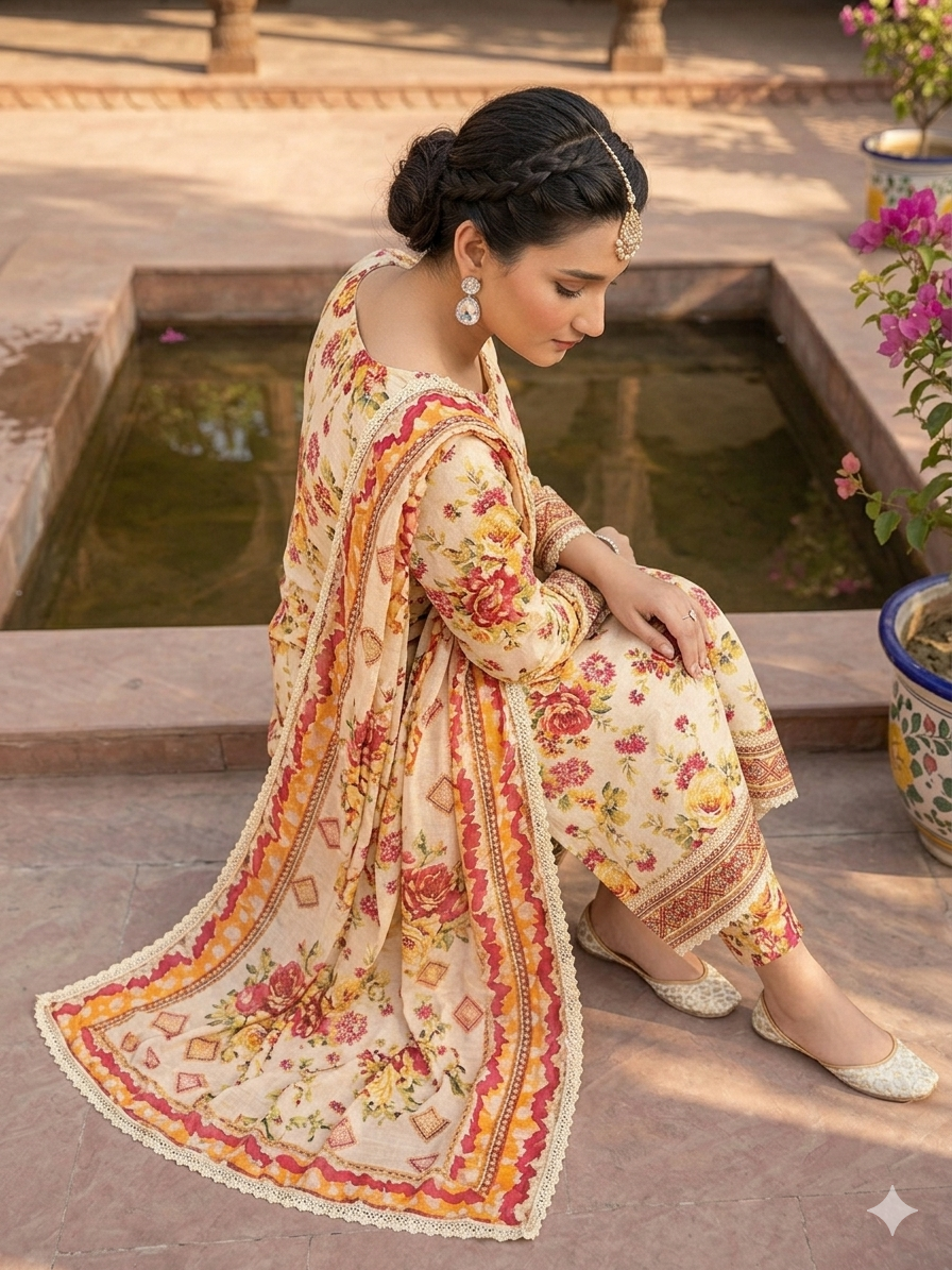 Aneela's legant 3-Piece Digital Printed Lawn (Unstitch)