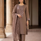 Luxury 3-Piece Stitched Chiffon Suit – Mocha Coffee
