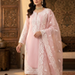 Luxury 3-Piece Stitched Organza Suit – Baby Pink &amp; White (BEST SELLER)