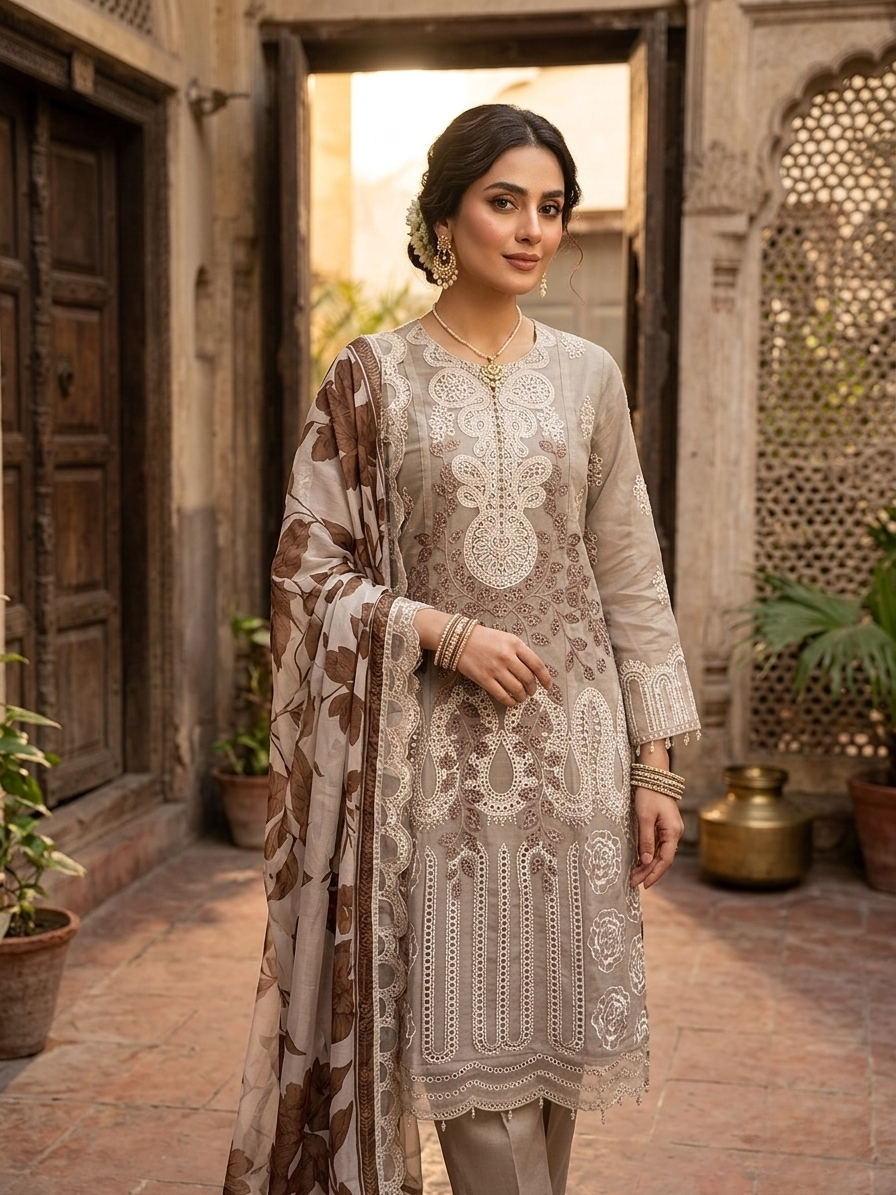 Maria B. Style 3-Piece Embroidered Suit
