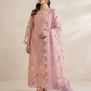 Luxury 3-Piece Stitched Organza Suit – Peach Blossom
