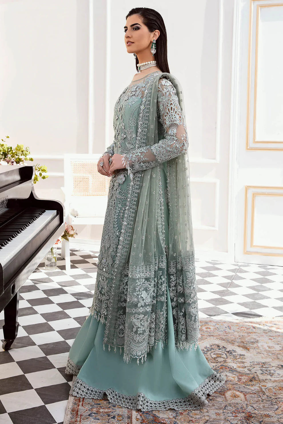 Aqua Blue Heavily Embellished  (1336)