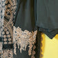 Luxury 3-Piece Stitched Organza Suit – Deep Skin &amp; Black