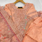 Luxury 3-Piece Stitched Organza Suit – Peach Blossom