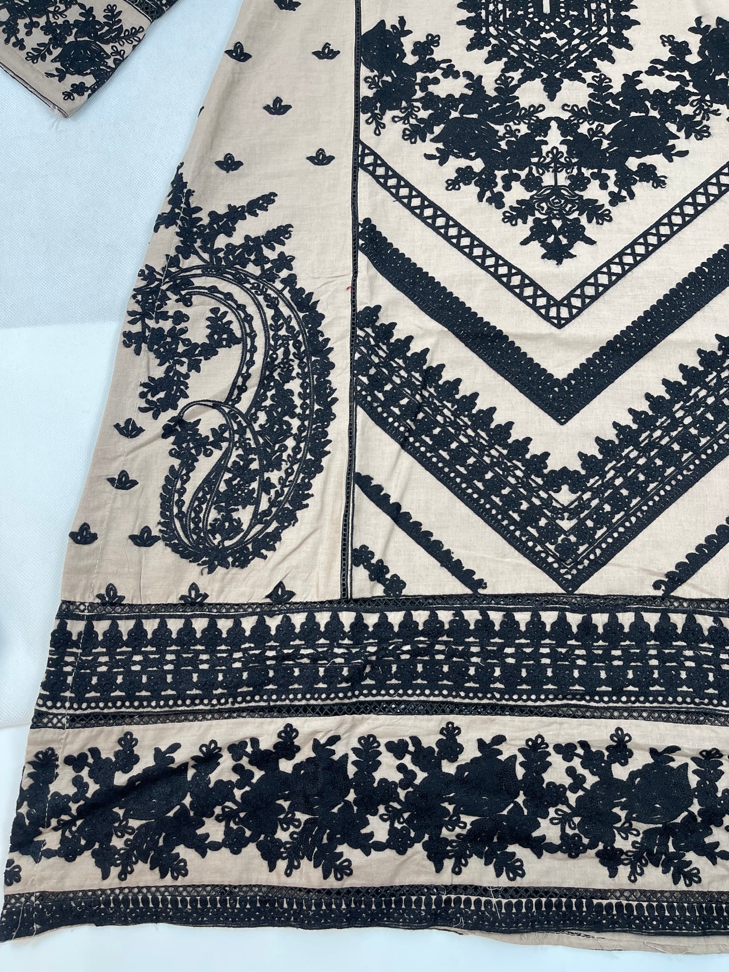 Premium 2-Piece Stitched Embroidered Lawn Suit – Dark Skin &amp; Black