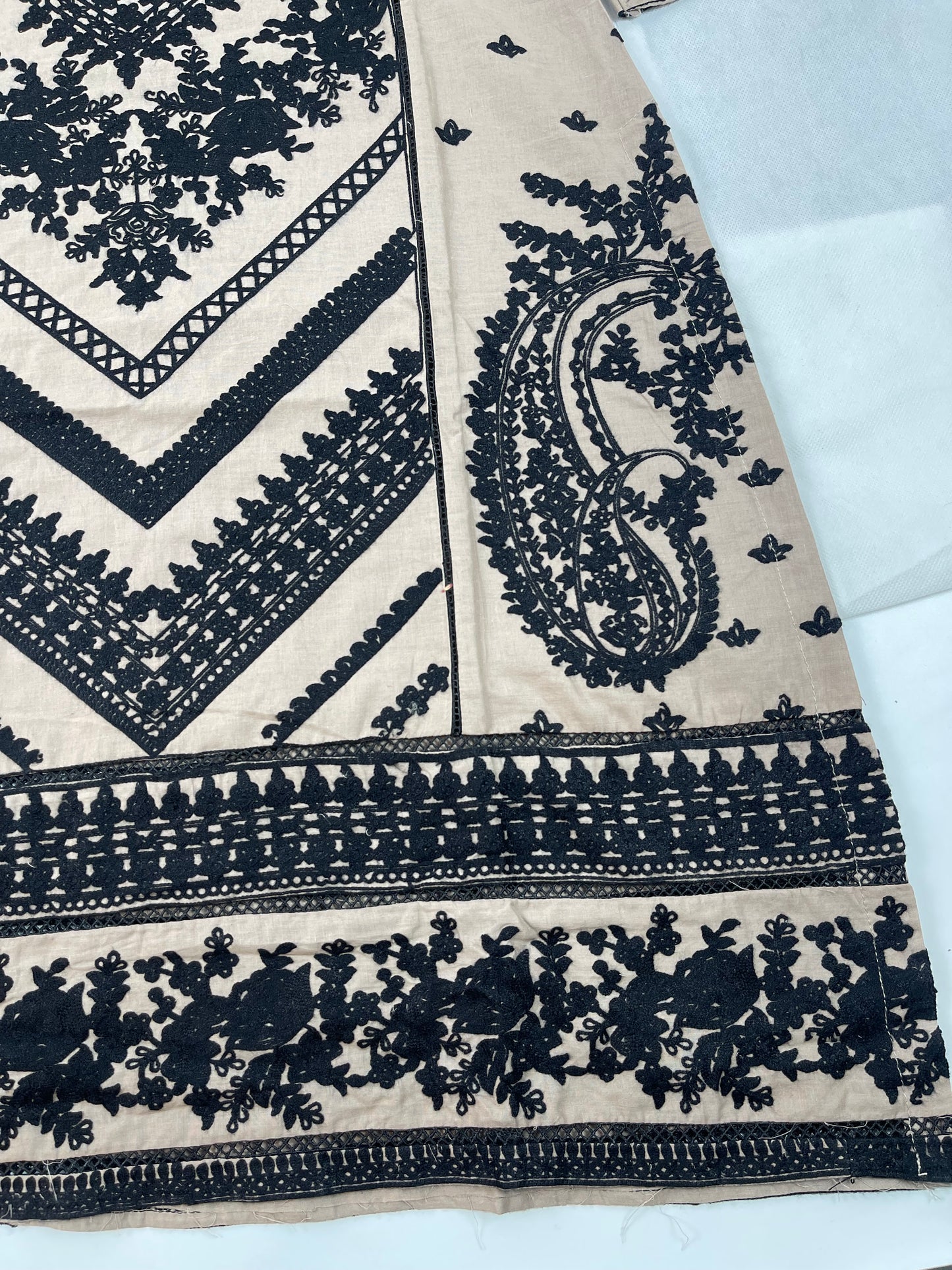 Premium 2-Piece Stitched Embroidered Lawn Suit – Dark Skin &amp; Black