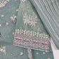 Luxury 3-Piece Stitched Organza Suit – Olive Green &amp; Silver Tilla