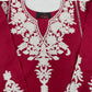 Premium 2-Piece Stitched Embroidered Lawn Suit – Maroon &amp; White