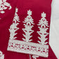 Premium 2-Piece Stitched Embroidered Lawn Suit – Maroon &amp; White