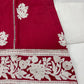 Premium 2-Piece Stitched Embroidered Lawn Suit – Maroon &amp; White