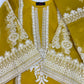 Luxury 3-Piece Stitched Organza Suit – Mustard &amp; Ivory (Hand-Work Edition)