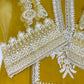 Luxury 3-Piece Stitched Organza Suit – Mustard &amp; Ivory (Hand-Work Edition)