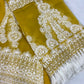 Luxury 3-Piece Stitched Organza Suit – Mustard &amp; Ivory (Hand-Work Edition)