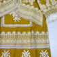 Luxury 3-Piece Stitched Organza Suit – Mustard &amp; Ivory (Hand-Work Edition)