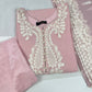 Luxury 3-Piece Stitched Organza Suit – Baby Pink &amp; White (BEST SELLER)