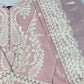 Luxury 3-Piece Stitched Organza Suit – Baby Pink &amp; White (BEST SELLER)