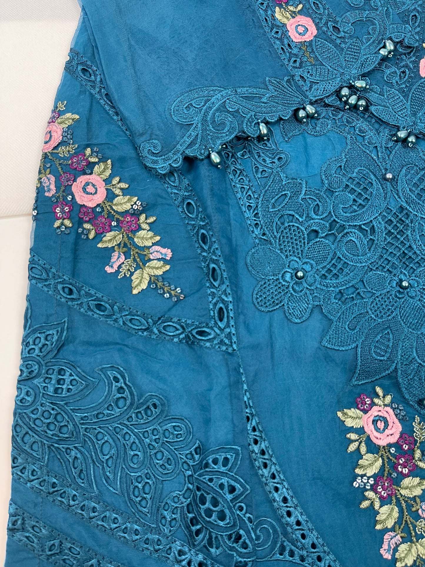 Luxury 3-Piece Stitched Organza Suit – Zinc Floral