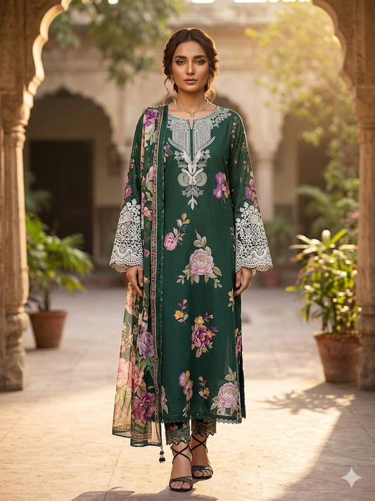 Aneela's Elegant 3-Piece Digital Printed Suit Unstitch