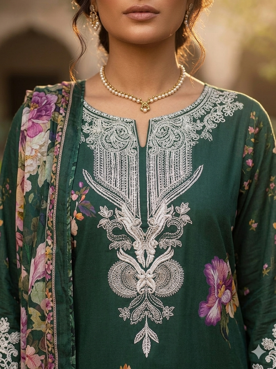 Aneela's Elegant 3-Piece Digital Printed Suit Unstitch
