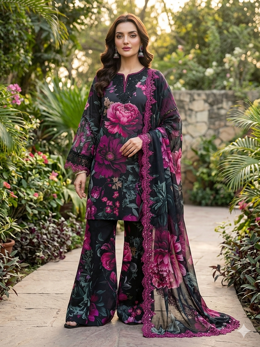 Stylish 3-Piece Digital Printed Lawn Suit Unstitched