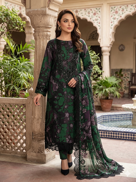 Ramsha Elegant 3-Piece Digital Printed Lawn Suit (Unstitch)