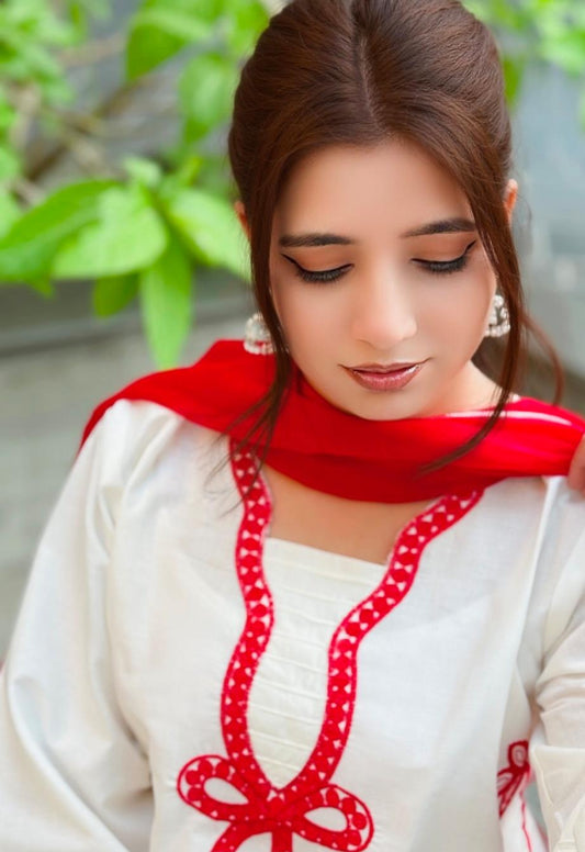 3 Piece Embroidered Suit -  Premium Cotton