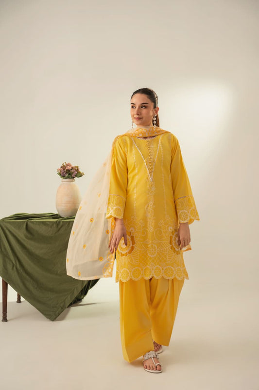 3 PC Cutwork Embroidered Lawn