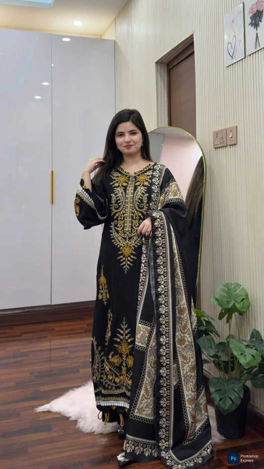 3 PC Long Length Lawn & Digital Shawl