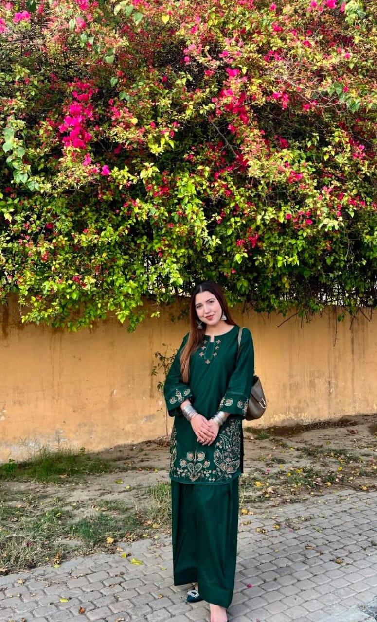 2 PC Embroidered Cotton & Farshi Shalwar