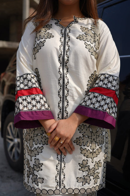 2 PC Embroidered Cotton Pret