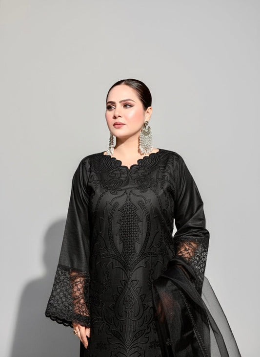 3 PC Long Length Cotton & Organza