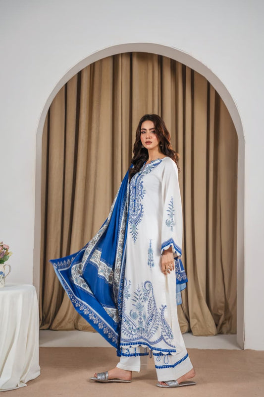 3 PC Long Length Lawn & Digital Shawl