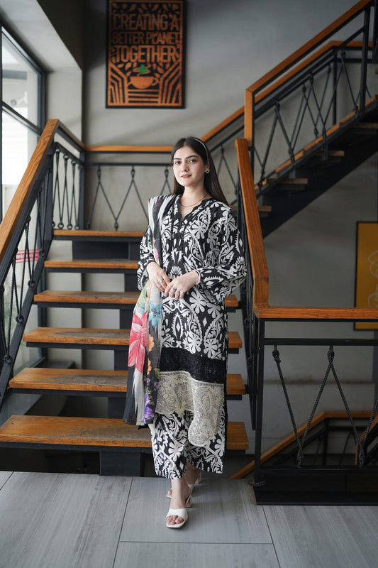 3 Piece Silky Lawn Suit