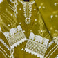 Luxury 3-Piece Stitched Organza Suit – Olive & Ivory
