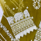 Luxury 3-Piece Stitched Organza Suit – Olive & Ivory