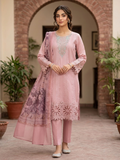 Premium 3-Piece Stitched Doriyan Lawn Suit – Soft Pink &amp; Floral