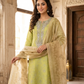 Luxury 3-Piece Stitched Banadora Lawn Suit – Parrot Green &amp; Silver